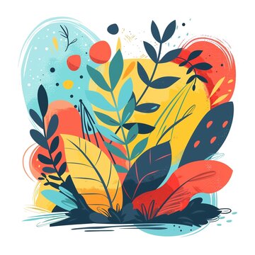 Creative botanical illustration with vibrant colors and modern design