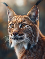 Obraz premium Majestic Bay Cat, Bornean Bay Cat, Borneo Bay Cat close up with detailed fur in a forest setting