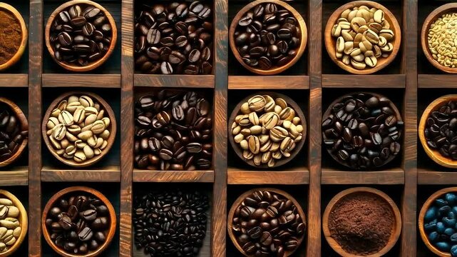 Coffee Beans in Wooden Box