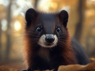 Skunk, Mephitidae, Striped Skunk Wildlife Close Up in Forest