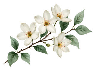 Obraz premium Watercolor Tropical Spring Floral Arrangement: Lush Green Leaves and Vibrant Flowers, Isolated on Transparent PNG Background, Ideal for Wedding Cards or Bouquets, Enhanced by Generative AI