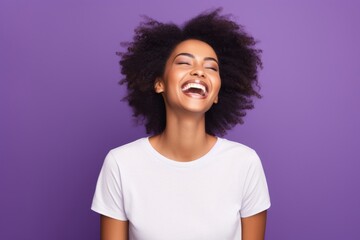 Laughing woman clothing apparel.