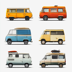 a watercolor collection of vehicle