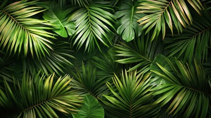 Serene Green Majesty Palm Leaf Close-up - Tropical Botanical Background