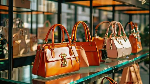 Leather Handbags on Display in a Store