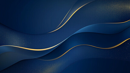 Blue luxury background with golden line decoration and curve light  Modern art elegant dark scene.