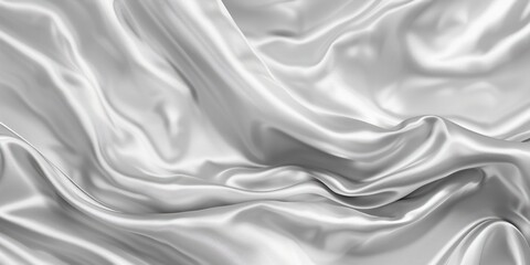 Obraz premium Smooth white satin fabric with flowing waves and soft sheen.