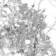 Naklejka premium Kuala Lumpur Malaysia City Monochrome Black and White Minimalist Street Road Aesthetic Decoration Map