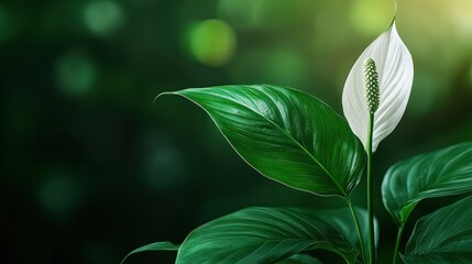 Obraz premium Serene Green Peace Lily Leaf Close-up Texture Background