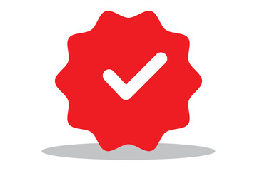 Profile verification check mark social media icon. Blue verified badge with checkmark sign isolated on empty background