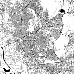 Naklejka premium Jaipur India City Monochrome Black and White Minimalist Street Road Aesthetic Decoration Map