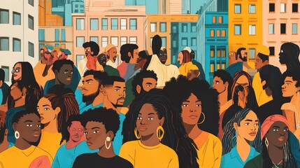 Diverse Crowd in Urban Setting