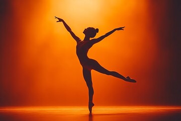 Fototapeta premium silhouette of a dancer dancing on the stage with spotlight, ballet, ballet dance 