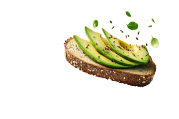 Floating Avocado Toast with Seeds and Herbs on Multigrain Bread