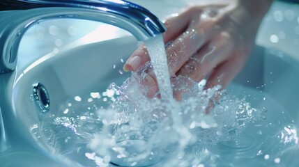 Fototapeta premium Water Splashing in a Sink