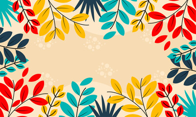 Flat abstract floral leaves background