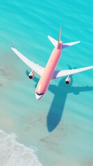 Fototapeta premium Beach airplane aircraft airliner.