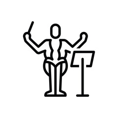 Black line icon for orchestra conductor