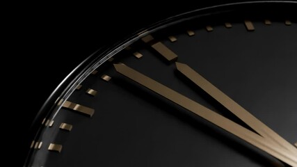The clock hands show five minutes to twelve.