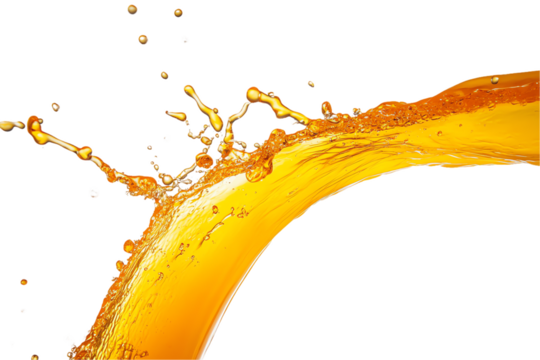 Dynamic Orange Liquid Splash: Curving Wave with Fine Droplets