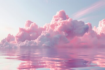 3d illustration of pink cloud outdoors scenery cumulus.
