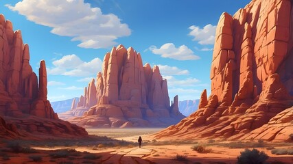 "Step into a world of wonder and awe as the AI transforms your concept into a stunning panoramic view of the Arizona desert. Marvel at the towering red rock formations and the vast expanse of blue sky