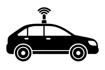 Silhouette of a Self-Driving Car Sensor, Illustration, Vector Design