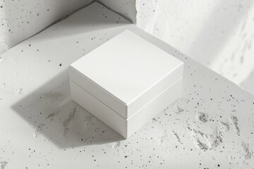 White closed jewelry box mockup.