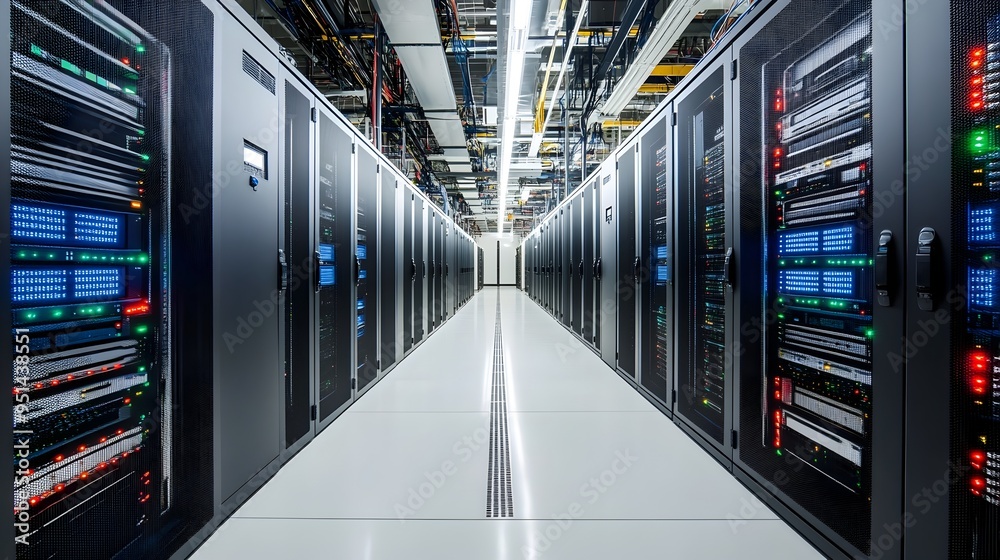 Poster comprehensive network monitoring system in a contemporary data center showcasing advanced technology