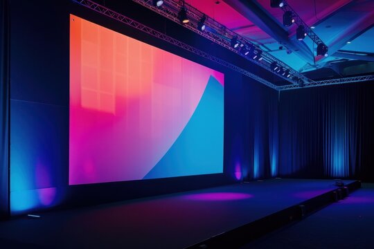 Conferance hall screen stage electronics.