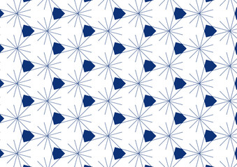white and blue background abstract doodle art seamless pattern with blue flowers