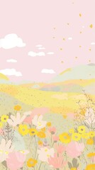 Cute anime meadow art asteraceae painting.