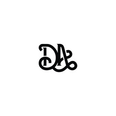DA monogram logo design letter text name symbol monochrome logotype alphabet character simple logo