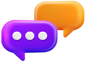 Isolated purple and orange speech bubble chat symbol, vector conversation icon