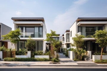 Fototapeta premium Small contemporary townhouse suburb architecture building.
