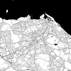 City Monochrome Black and White Minimalist Street Road Aesthetic Decoration Map