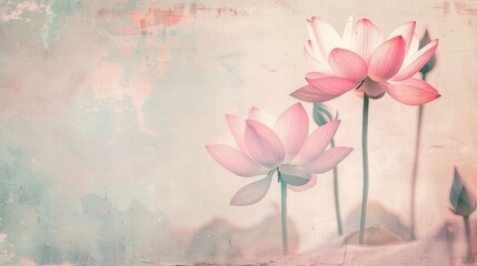Delicate Pink Lotus Flowers with Soft Pastel Background