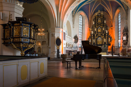 G&auml;vle, Sweden - August 1, 2024: Heliga Trefaldighetskyrkan (Holy Trinity Church), interior decoration