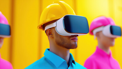 Diverse team of engineers collaborating on a virtual reality environment, engineer, VR, teamwork, innovation