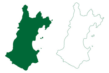 Likoma island (Republic of Malawi, Lake Malawi, Lake Nyasa, Lago Niassa) map vector illustration, scribble sketch Likoma map