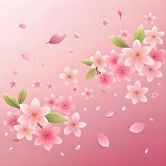 pink background with flying cherry blossom petals