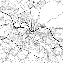 City Monochrome Black and White Minimalist Street Road Aesthetic Decoration Map