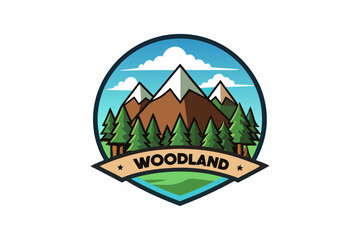 Woodland Mountain Logo Vector Design