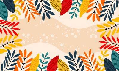 Flat abstract floral leaves background