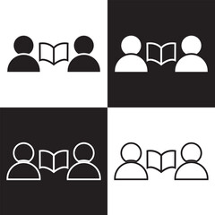 Study Group icon. isolated on white and black background. Vector illustration. EPS 10