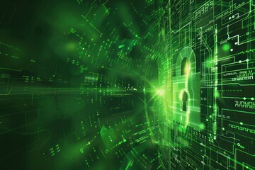 Obraz premium Abstract Particle Technology Background security green blackboard.