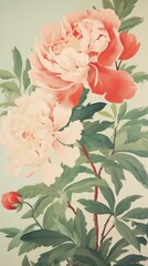 Peony painting flower plant.