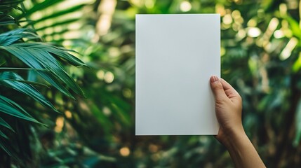 Mockup of hand holding blank white magazine with clear cover template
