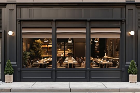 Restaurant window mockup shop door cafeteria.