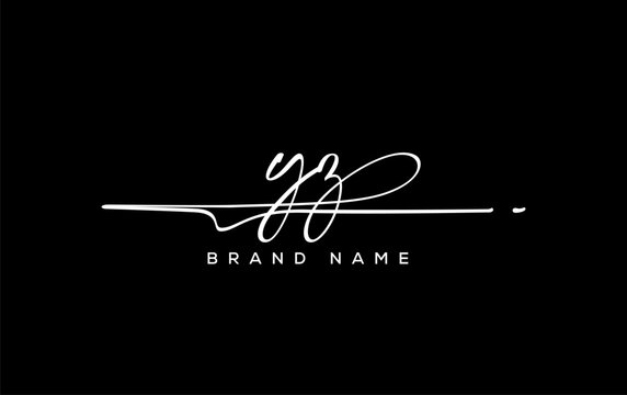 YZ letter beauty handwriting vector logo.